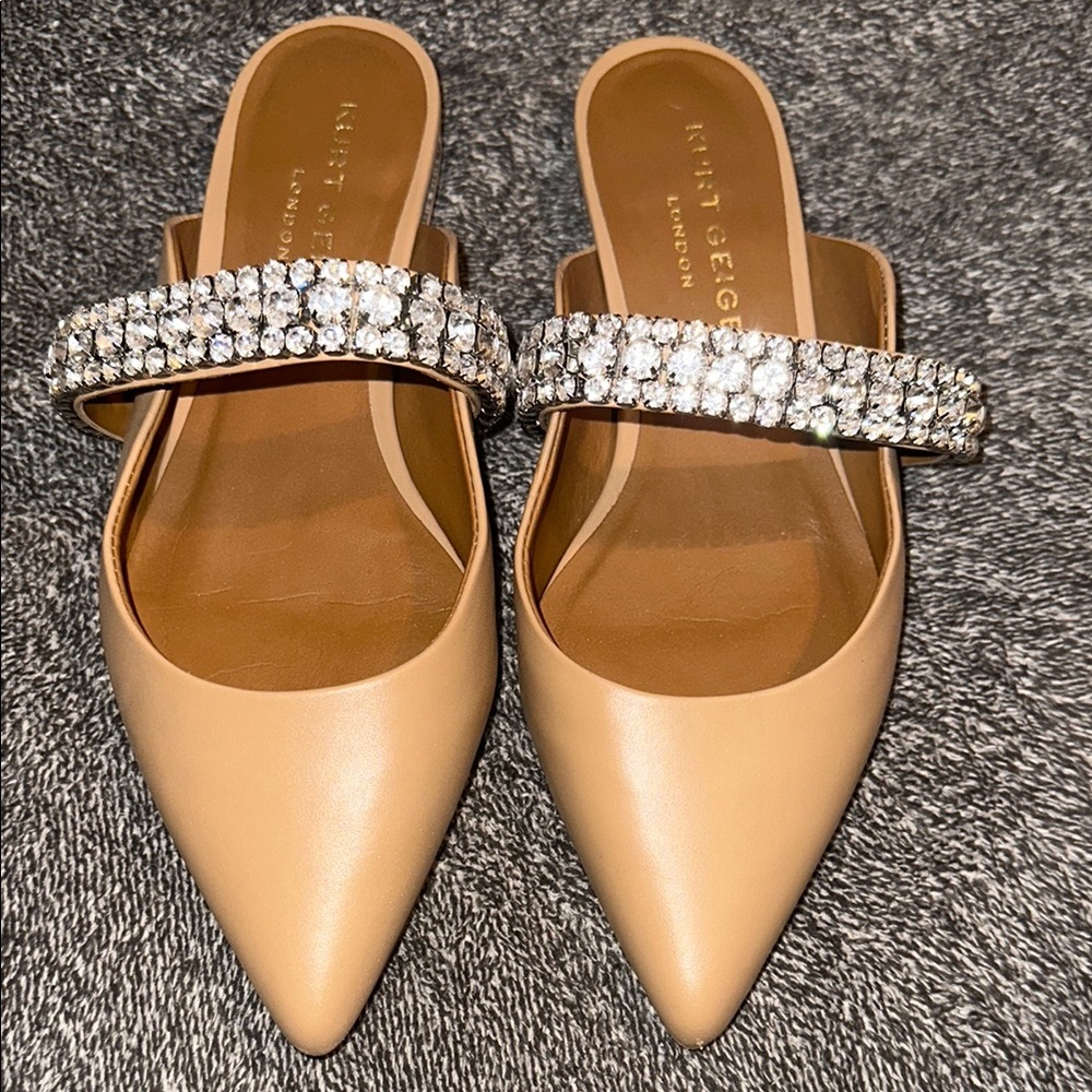 Kurt Geiger Tan Embellished Women's Mules